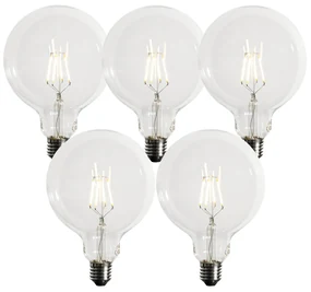 Set de 5 becuri LED E27 reglabile G125 5W 450 lm 3000K