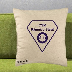 Perna Personalizata CSM Ramnicu Sarat Fotbal, 40x40 cm, Bej, Husa Detasabila, Perna Inclusa, BEKZ®