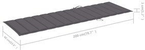 Sezlong de gradina cu perna, gri, lemn masiv de acacia 1, Antracit, 200 x 63 x 85 cm