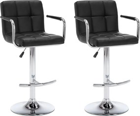 vidaXL Scaune de bar, 2 buc., negru, piele ecologică