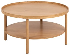 Măsuță de cafea în culoare naturală rotundă cu aspect de lemn de stejar ø 80 cm Banbury – Actona