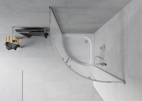 Mexen Rio cabină de duș semicirculară 70 x 70 cm, înghețat, crom + cadă de duș, alb - 863-070-070-01-30-4710