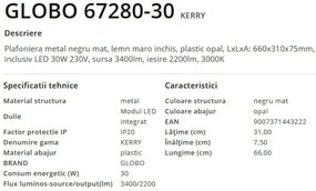 Plafoniera LED design modern Kerry negru, maro 30W