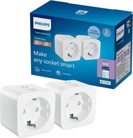 Philips - Pachet cu 2 prize inteligente SCHUKO 2300W + contor de energie Wi-Fi