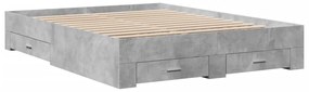 3280387 vidaXL Cadru de pat cu sertare, gri beton, 140x200 cm, lemn prelucrat