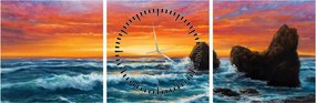 Tablou - Apus de soare (cu ceas) (90x30 cm)