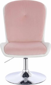 HR690N Scaun Velvet&amp;soft Piele Pu Roz Pudră/Alb Bază Cromata