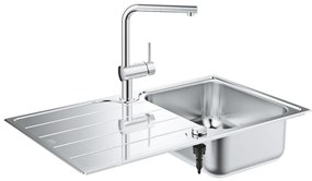 GROHE 31573SD1 - Set chiuvetă de bucătărie K500 cu scurgător și baterie A, 86×50 cm, oțel inoxidabil