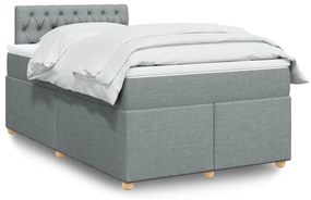 vidaXL Pat box spring cu saltea, gri deschis, 120x190 cm, textil