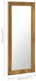 Oglinda de perete in stil baroc, auriu, 50 x 120 cm 1, Auriu, 50 x 120 cm