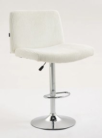 HR150W Scaun Alb din Catifea Reiată cu Bază Cromata