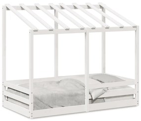 847016 vidaXL Acoperiș pat de copii, alb, 70x140 cm, lemn masiv de pin