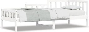 vidaXL Pat de zi fără saltea, alb, 90x200 cm, lemn masiv pin