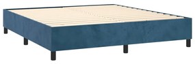 Pat box spring cu saltea, albastru inchis, 180x200 cm, catifea Albastru inchis, 180 x 200 cm, Design simplu