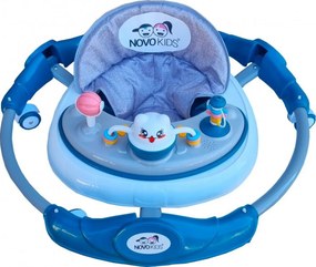 Premergator reglabil in 6 trepte de inaltime NOVOKIDS™ Little Kitty, Cu melodii, Pliabil, Max 20 kg, Roti silentioase, Model Pisicuta, Verde Turquoise