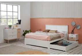 Pat matrimonial alb cu spațiu de depozitare și somieră 160x200 cm Gabi – Marckeric