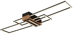 Plafoniera LED metal negru, MDF aspect de lemn DAKARI