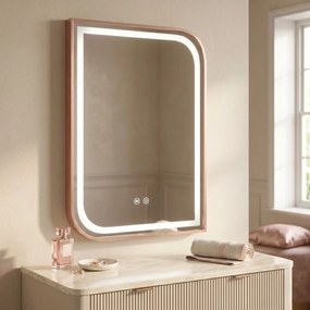 Oglindă LED ZONE 80x60 BRUSH ROSE GOLD