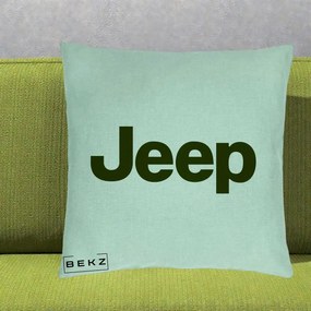 Perna Personalizata cu emblema Jeep, 40x40 cm, Verde Menta, Husa Detasabila, Perna Inclusa, BEKZ®