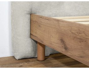 Pat matrimonial gri deschis tapițat cu somieră 180x200 cm Kumo – Bobochic Paris