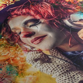 Tablou - Artista cu căști (cu ceas) (90x30 cm)