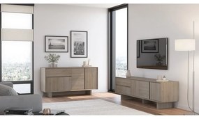 Comodă TV în culoare naturală cu aspect de lemn de stejar 180x55x45 cm Carpi – Marckeric