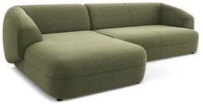 Colțar verde cu tapițerie din catifea (cu colț pe partea stângă) Moana – Makamii