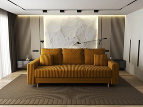 Canapea extensibilă dumonde cu ladă de depozitare si sezut confortabil din spuma high-density, Kronos Ambience Mustar 210x100 cm