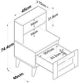 Măsuță de noptieră BD Walnut