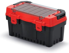 Cutie pentru scule cu maner din aluminiu 47,6 x 26 x 25,6 cm, compartimentari, rosu