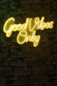 Decoratiune luminoasa LED de perete Good Vibes Only 2 Galben 37x62x2 cm