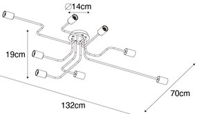 Plafoniera de design neagră 8 lumini - Facile