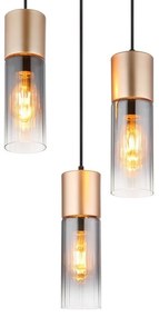 Lustra cu 3 Pendule metal sticla fumurie ANNIKA