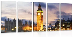 Tablou 5-piese Big Ben nocturn în Londra