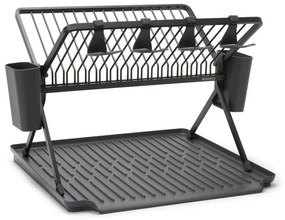 Uscator de vase pliabil Brabantia SinkSide 1004151, Suport pentru ustensile, Rezistent la coroziune, Gri inchis