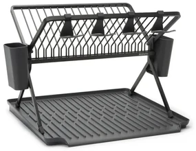 Uscator de vase pliabil Brabantia SinkSide 1004151, Suport pentru ustensile, Rezistent la coroziune, Gri inchis