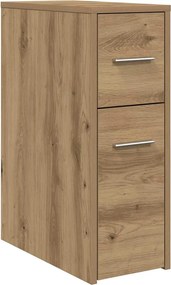 vidaXL Dulap de baie îngust cu roți, stejar artizanal, lemn prelucrat