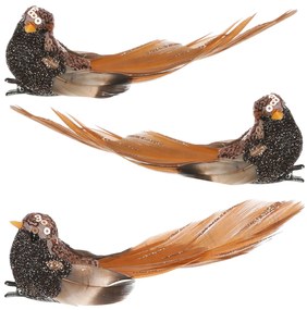 Set de păsări pe clemă, negru/maro, 3 buc.