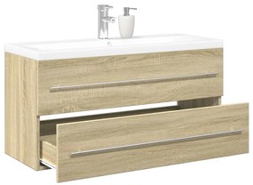 vidaXL Set mobilier de baie, 2 piese, stejar sonoma, lemn prelucrat
