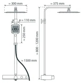 Schütte 60530 - Set de duș OCEAN cu baterie termostatică, crom lucios