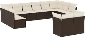 vidaXL Set canapele de grădină cu perne, 12 piese, maro, poliratan