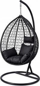 Fotoliu suspendat negru KOKON CARLO cu suport