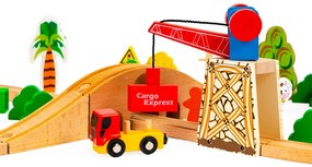 Set de trenuri din lemn 74 buc