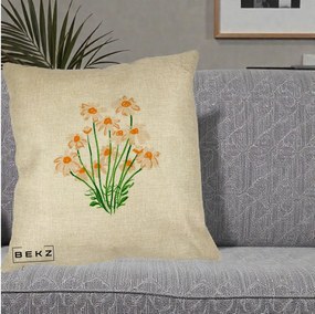 Perna Decorativa Margarete Camp, 40x40 cm, Crem, Husa Detasabila, Perna Inclusa, BEKZ®