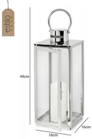 Felinar decorativ, 49 cm, crom lucios