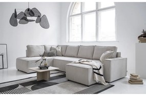 Colțar alb extensibil cu tapițerie din catifea reiată (cu colț pe partea stângă /în formă de "U") Brave Dave – Miuform