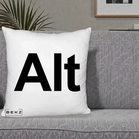Perna Personalizata Tasta Alt Tipografie Bold, 40x40 cm, Alb Pufos, Husa Detasabila, Perna Inclusa, BEKZ®