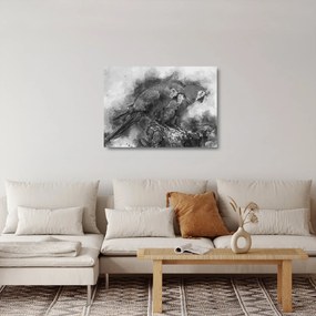 Tablou pe sticlă - Acuarelă papagali (70x50 cm)