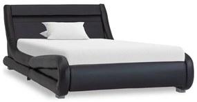 285727 vidaXL Cadru de pat cu LED, negru, 100 x 200 cm, piele ecologică