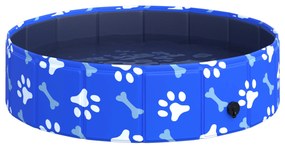 PawHut Piscina Rigidă pentru Câini de Talie Mică 25kg din Plastic Dur și Anti alunecare pentru Grădină sau Spații Interioare, Albastră Φ80x20cm